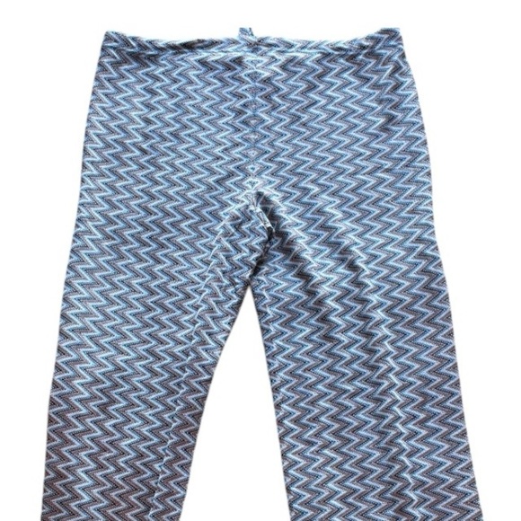 BECCA Blue Jacquard Crochet Beach Pants Size M Drawstring Wide Leg Slit - Picture 4 of 7